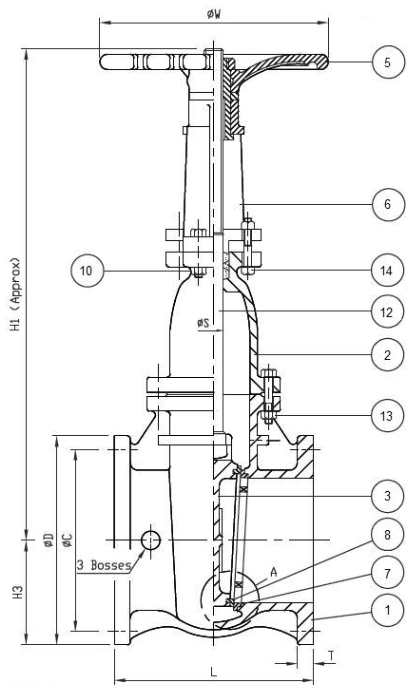 105F Flanged Cast Iron Gate Valve - OS&Y, Rising Stem